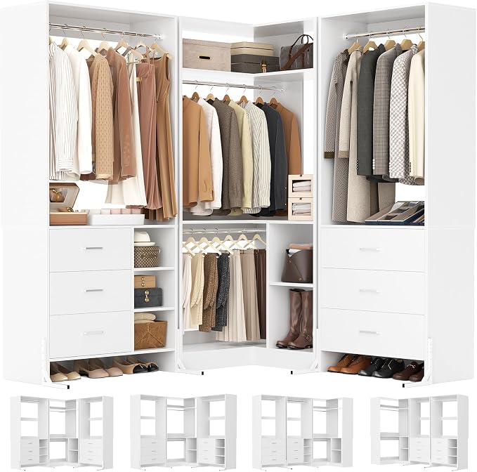 Aheaplus Closet System with 3 Sets, 86.8" Closet Organizer System with 6 by Aheaplus