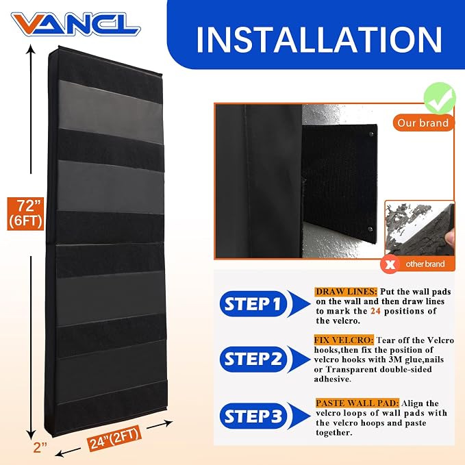 Gym Padding Wall Pads for Gym Wall Mats Basketball Wall Padding 2" Thick Foam - Image 2