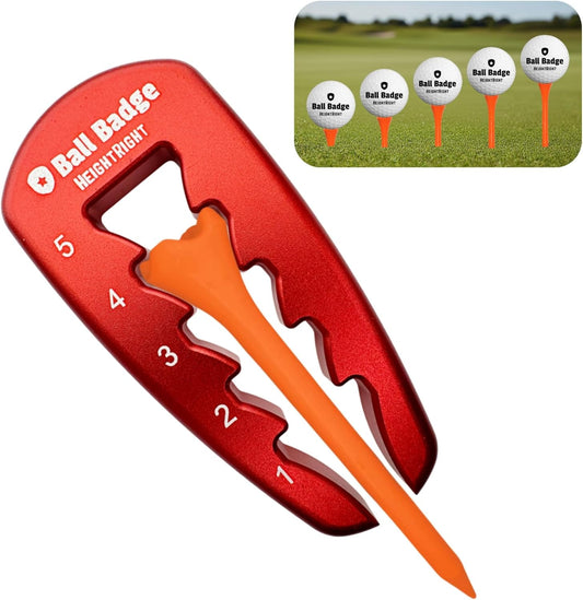 Ball Badge HeightRight Adjustable Golf Tee Height Tool – Precision Tee Height Setter for Consistent Swings, Durable Aluminum Design, Easy-to-Use Golf Training Aid