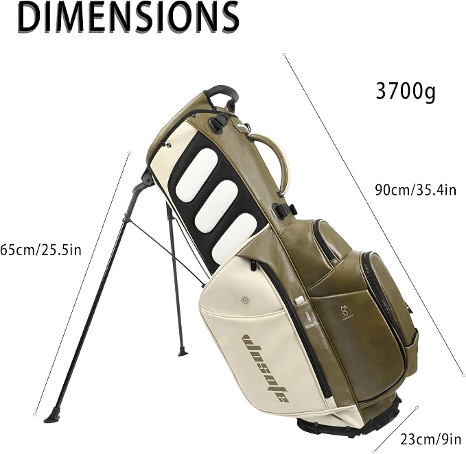 Lightweight 14-Way Golf Stand Bag, PU Leather Golf Bag Waterproof Men Women - Image 2