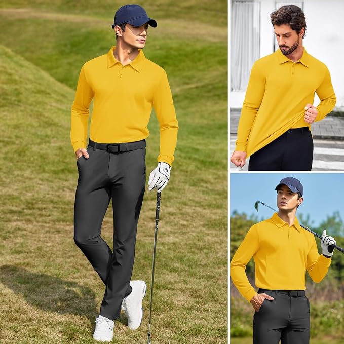 Deyeek Men's Polo Shirts Long Sleeve Golf Polo Shirts - Image 5