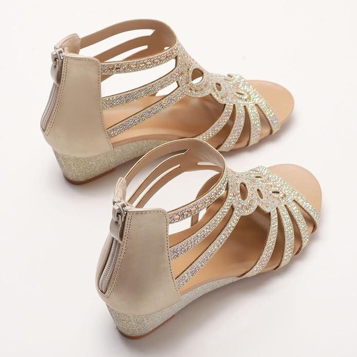 WOJWSKI Women's Slide Wedge Sandal Open Toe High Heel Zipper Back Platform - Image 3