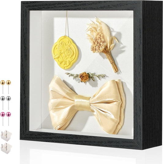 11x11 Shadow Box Display Case Picture Frame with Soft Linen Back, Deep Black Shadow Box 11x11 for Flowers Medal Display Case Jersey pet Graduation Memorabilia Baby Ltems Crafts Photos