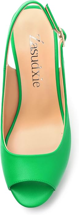 Womens Peep Toe Wedge Heels Matte Fashion Cork Slingback Pumps Platform Wedge - Image 3