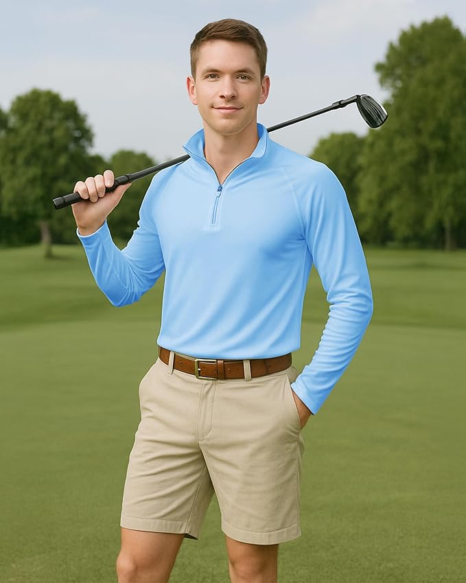 Boladeci Men's UPF 50+ Sun Shirts 1/4 Zip Long Sleeve SPF UV Protection - Image 6