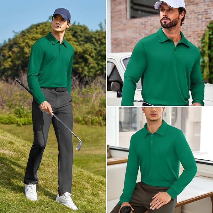 Deyeek Men's Polo Shirts Long Sleeve Golf Polo Shirts - Image 5