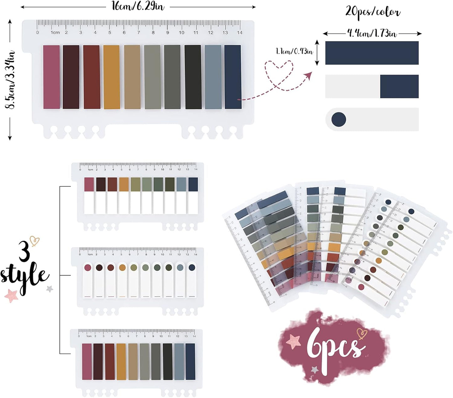 1200 pcs Sticky Tabs- Page Markers Sticky Note Tabs, Colorful Macaron Page Tabs,Writeable and Repositionable Book Tabs,Waterproof Index Tabs Adhesive Strips for Files, Notebooks