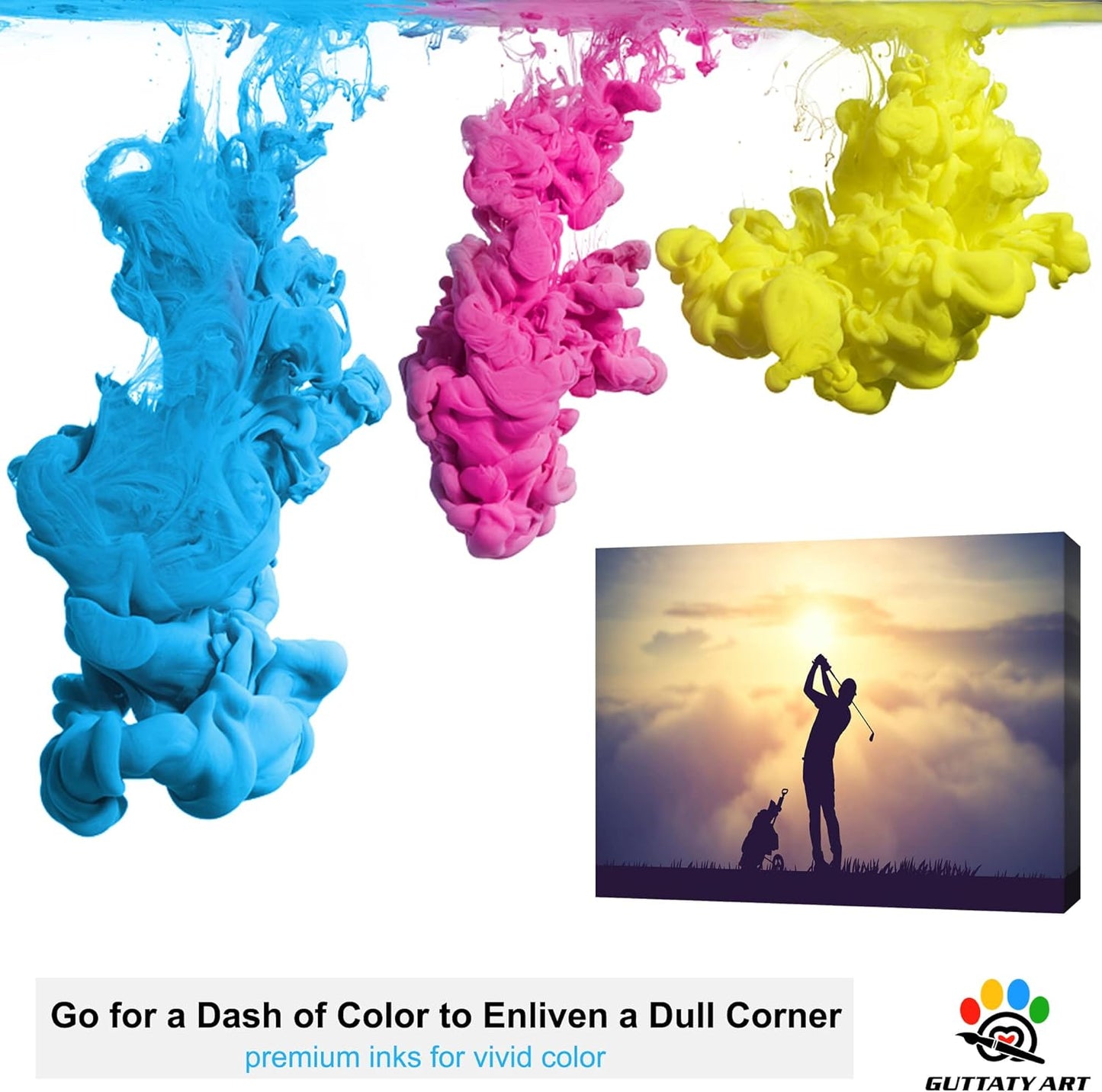 GUTTATY Golf Wall Art, Golf Pictures Posters Canvas Print Wall Decor for Golfer's Man Cave Home Ofice Ready to Hang (24x36 Inches)