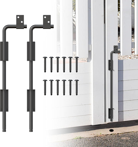 12" Heavy Duty Cane Bolt Gate Drop Rod with Upgraded Design, Square Drop Rod Kit for Double Gate Wood PVC Vinyl Metal Yard Gate Latch-2 Pack