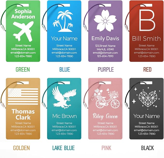 4 Pack Personalized Luggage Tags, Custom Engraved Aluminum Luggage Tags - Image 5