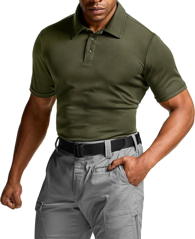 CQR Men's Polo Shirts, Tactical Short Sleeve Golf Performance Shirts, by CQR%C2%AE