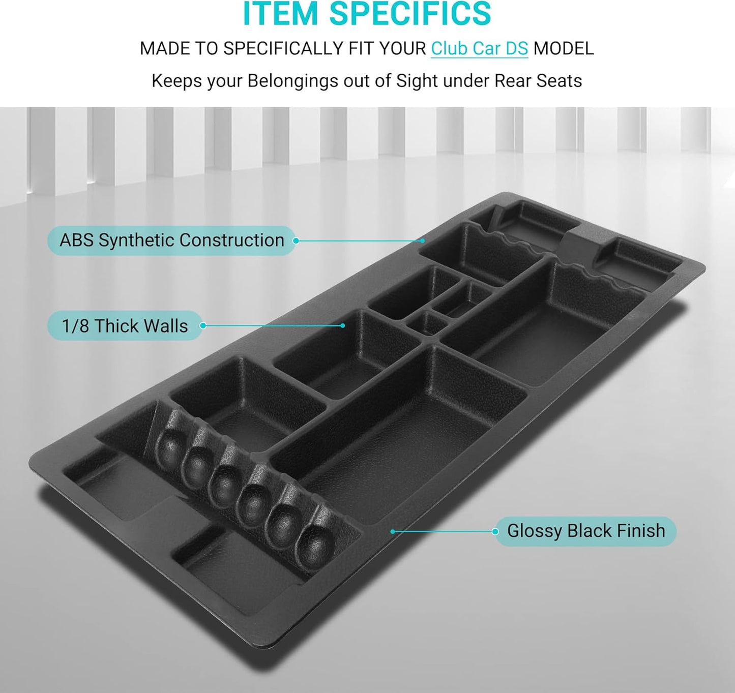 10L0L Golf Cart Under Seat Storage Tray Fits EZGO TXT, RXV, Club Car DS, Club Car Precedent, Yamaha G29, Electric Vehicle with Original Trojan Battery Underseat Organizer Container Holder Plate