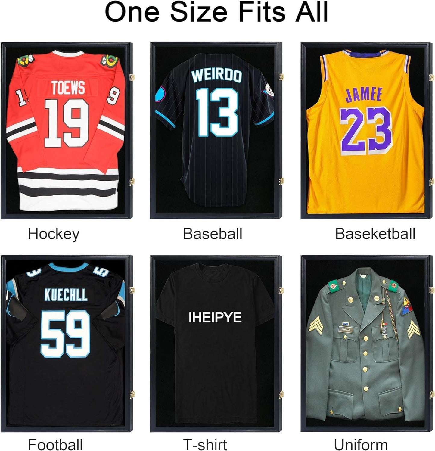 IHEIPYE Jersey Frame Display Case 3 Pack - Large Sport Jersey Shadow Box with UV Protection Acrylic for Baseball, Basketball, Football, Soccer, Hockey, Shirt and Uniform