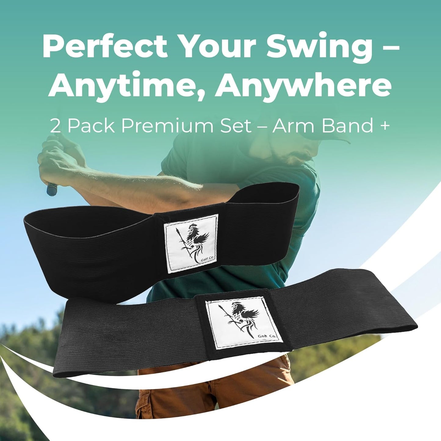 2 Pack Premium Golf Swing Correction Connect Training Aid Arm Band Black Connection Correct Device Ball