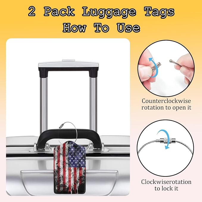 2 Pack American Flag Luggage Tags - Image 4
