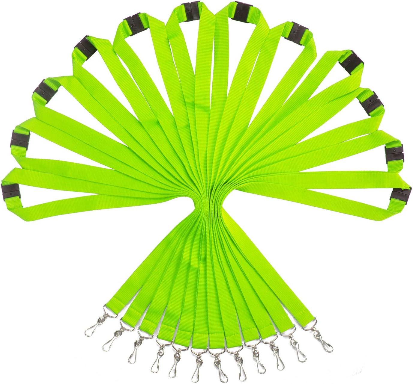 12 Pack Breakaway Lanyards for ID Badge Holder, Durable Neck Straps for Schools, Office, Cruise, Apple Green
