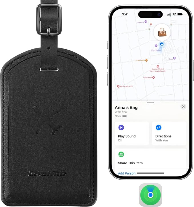Luggage Tags Built-in Anti-Loss Tracker, Luxury Leather Luggage Tags by LifeCh%C3%A9