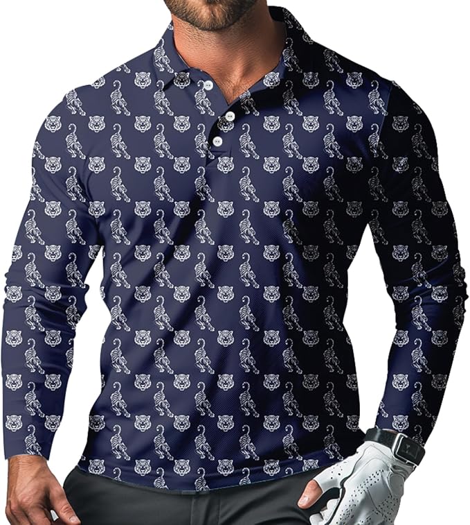 Men's Long Sleeve Golf Shirt Quick Dry 3 Button Work Fishing Outdoor Casual by SQPO