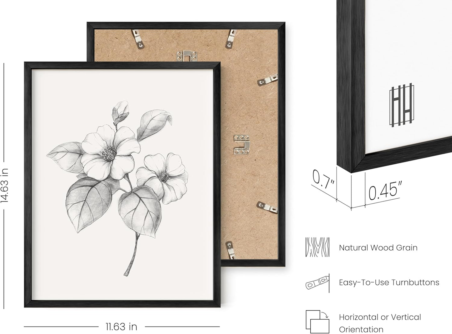 HAUS AND HUES Vintage Botanical Prints - Set of 4 Farmhouse Bedroom Wall Decor, Rustic Art for Bathroom, Farmhouse Decor Pictures for Living Room, Boho Decor (Black Aluminum Frame, 11x14)