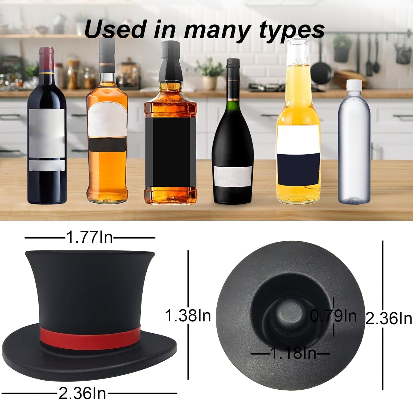 Hat Shaped Silicone Wine Bottle Stoppers – Funny Reusable Caps for Kitchen or Party
