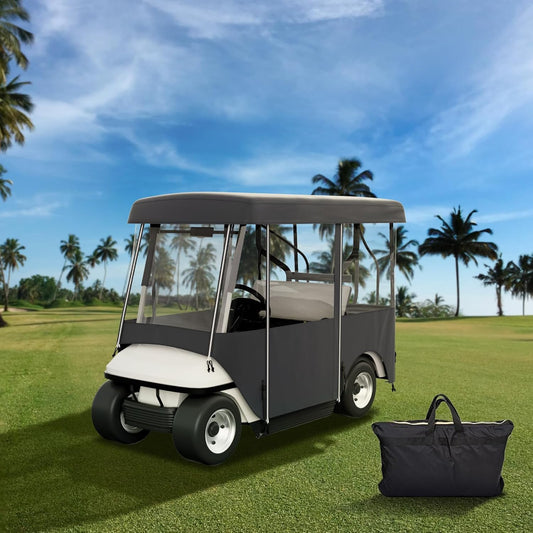 Happybuy Golf Cart Enclosure, 4-Person Golf Cart Cover, 4-Sided Fairway Deluxe, 300D Waterproof Driving Enclosure with Transparent Windows, Fit for EZGO, Club Car, Yamaha Cart