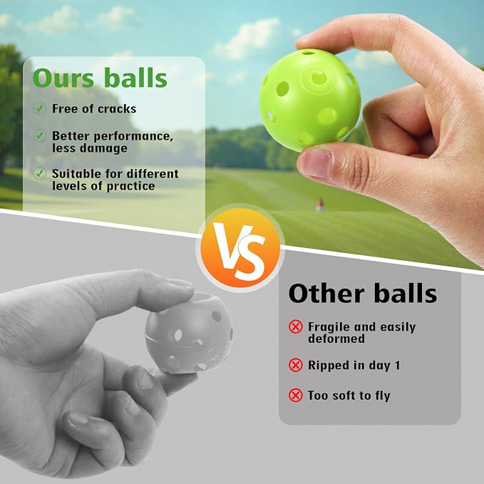26 Pack Practice Golf Balls, 41mm Hollow Airflow Plastic Golf Balls - Image 5