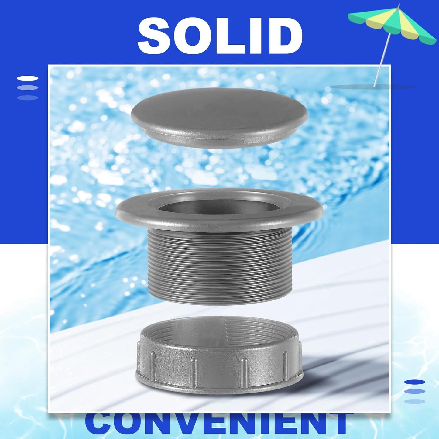 2 Sets Patio Table Umbrella Hole Ring Plug Cap Set, Outdoor Parasol Table Hole Cover Insert Thicker Patio Plug Ring for Outdoor, Yard, Garden(Gray)