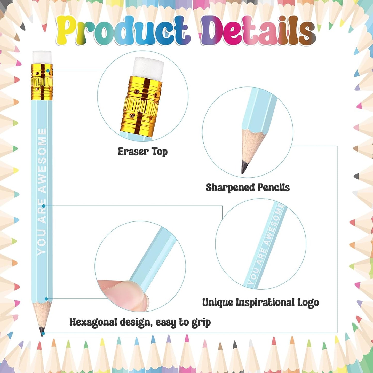 120Pcs Mini Pencils Bulk Inspirational Golf Pencils 4.1inch Short Woodden Pen-cils with Eraser for Kids Student Teacher Office Supplies