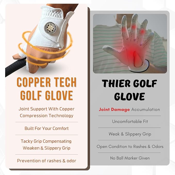 Copper Tech Golf Gloves Men Right Handed Golfer or Left Handed Golfer | Copper - Image 5