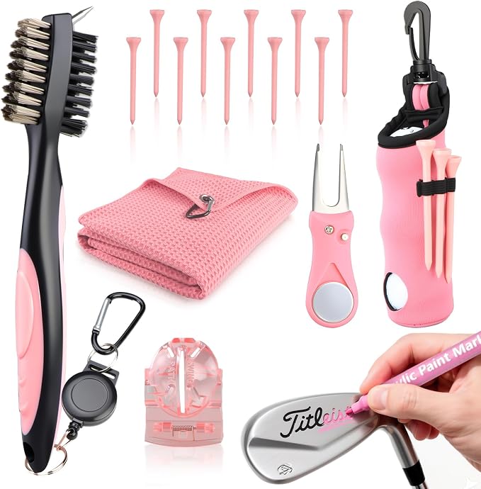 Pink Golf Accessories for Women, Acrylic Paint Ink 16 Pcs Golf Essentials Kit by Golfupp