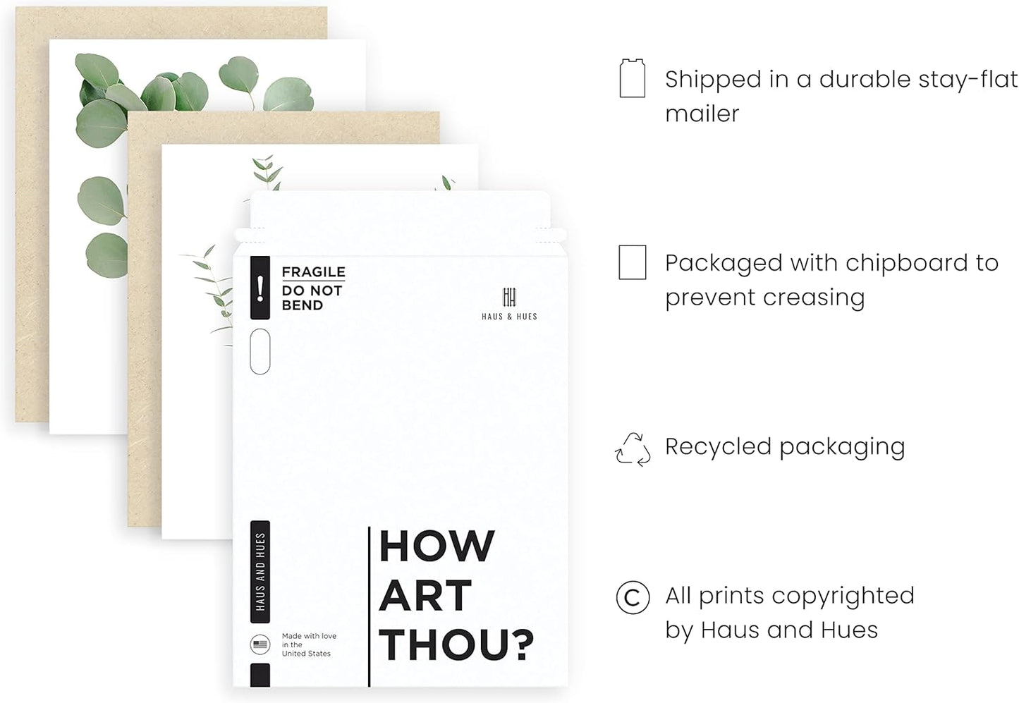 HAUS AND HUES Botanical Plant Wall Art Prints - Set of 4 Plant Decor Prints, Floral Kitchen Pictures, Flower Leaves Wall Art, Boho Leaf Eucalyptus Wall Décor (8x10, UNFRAMED)