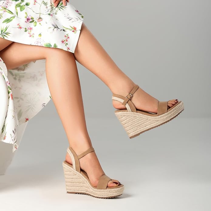 mikarka Women's Espadrille Wedge Sandals: Ankle Strap Platform Open Toe Wedges - Image 4