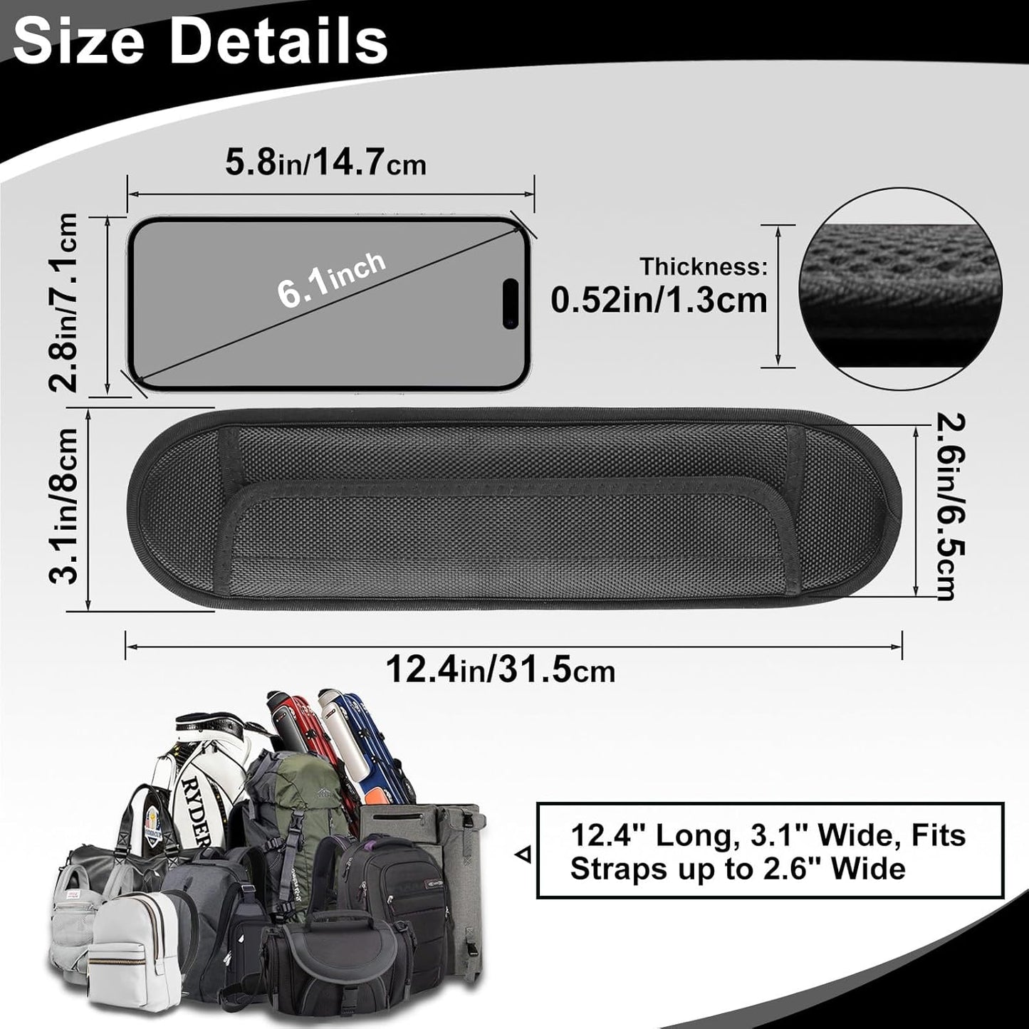 2 Pack Extra Thick Shoulder Strap Pad, Universal Replacement Shoulder Pad, for Shoulder Bags, Detachable Shoulder Strap Pad Pads Help Relieve Shoulder Pain(Sandwich Mesh-Gray)