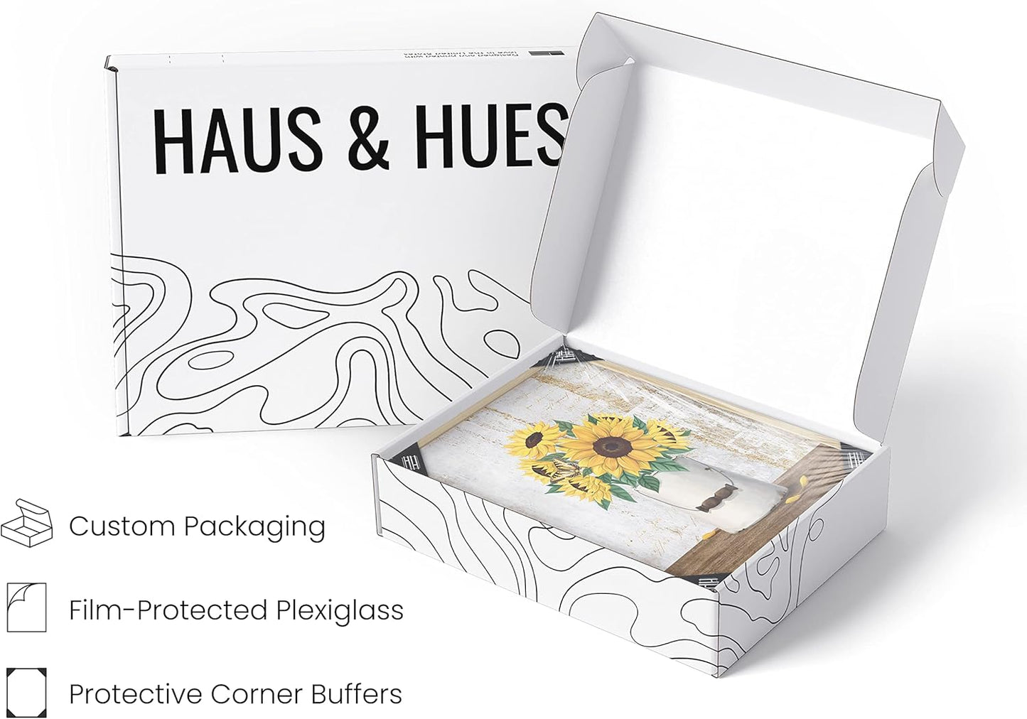 HAUS AND HUES Flower Wall Decor - Set of 4 Floral Wall Art, Framed Flower Painting, Floral Pictures for Kitchen, Bedroom, Living Room (16x20, Beige Frame)