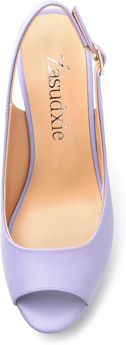 Womens Peep Toe Wedge Heels Matte Fashion Cork Slingback Pumps Platform Wedge - Image 3