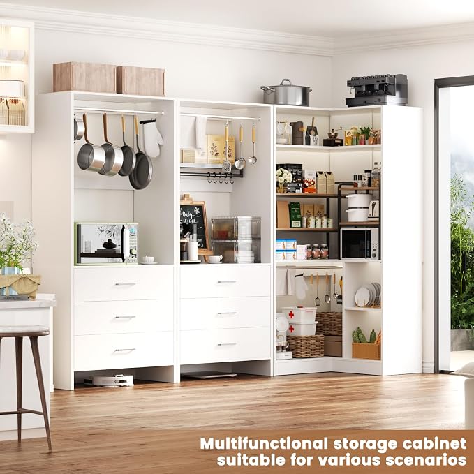 Aheaplus Closet System with 6 Drawers, 4 Hanging Rods & Corner Tower, Corner - Image 5
