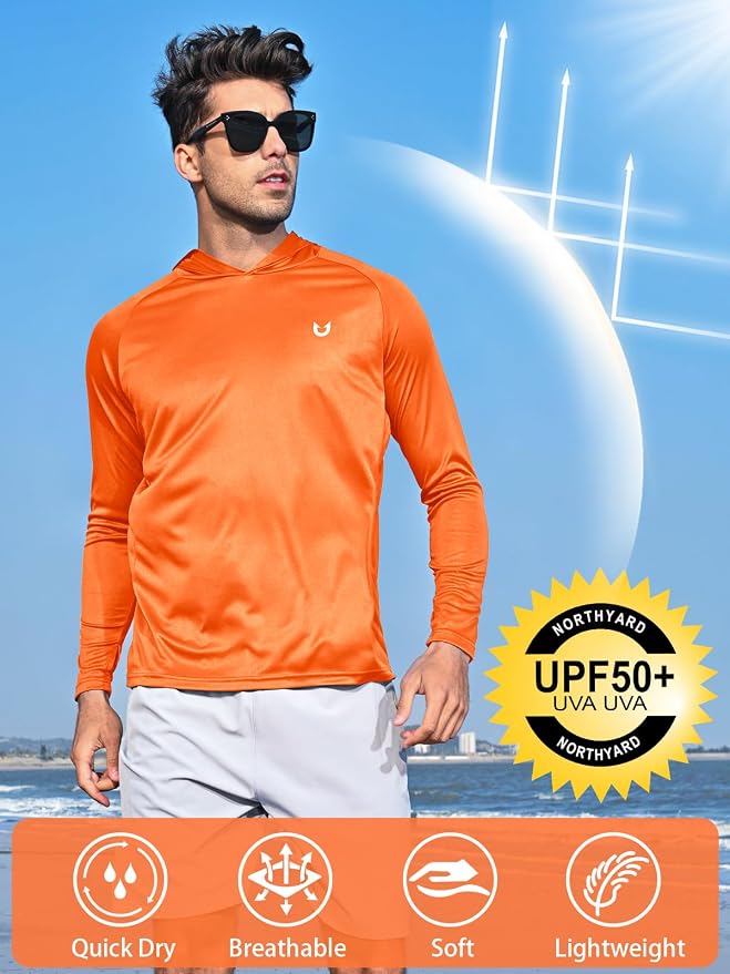 NORTHYARD Men's UPF 50+ Hoodie Shirts Long Sleeve Sun Protection Fishing Swim - Image 2