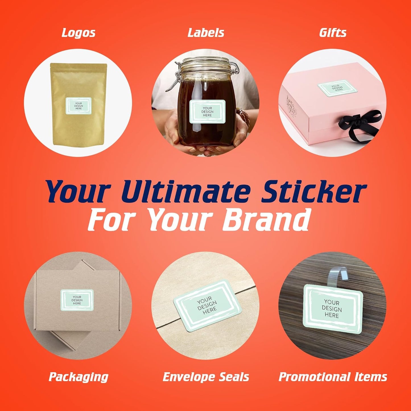 100 Custom Vinyl Stickers - Upload Your own Image, Text, Design, Logo - Personalized Logo Labels for Handmade, Packaging, Bottle, Jars, Candle, Brand Stickers (Mint, 5x3)
