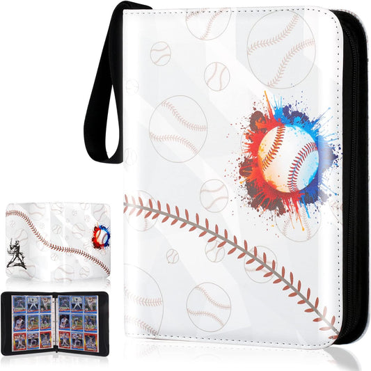 Baseball Card Binder with Sleeves, Sports Card Binder Collectible Trading Card Albums Fits Cards with 50 Removable Sleeves (White, 900 Pockets)