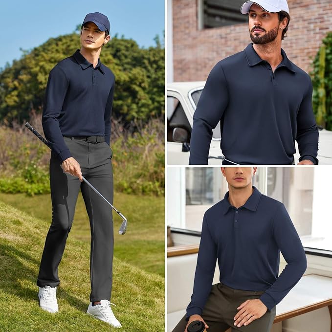 Deyeek Men's Polo Shirts Long Sleeve Golf Polo Shirts - Image 5
