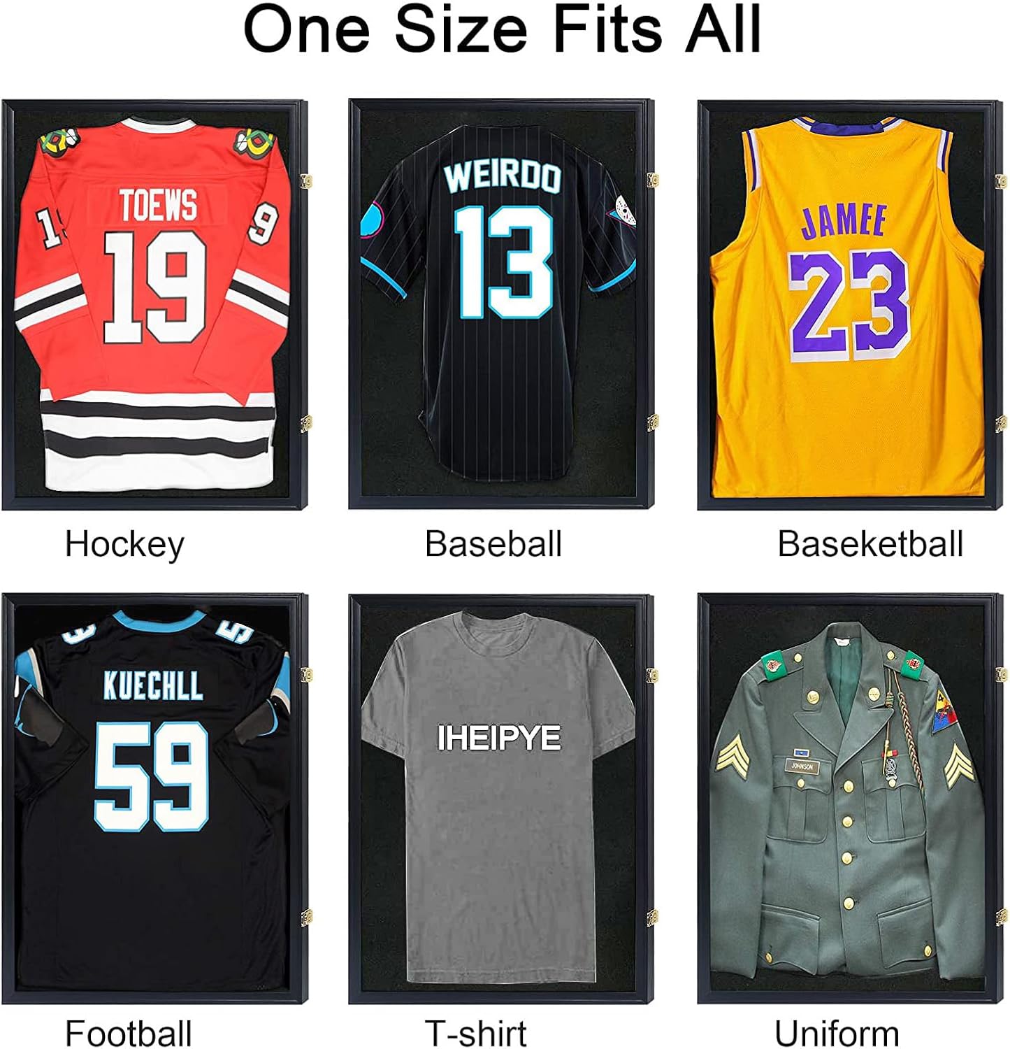 IHEIPYE Jersey Frame Display Case 4 Pack - Large Sport Jersey Shadow Box with UV Protection Acrylic for Baseball, Basketball, Football, Soccer, Hockey, Shirt and Uniform