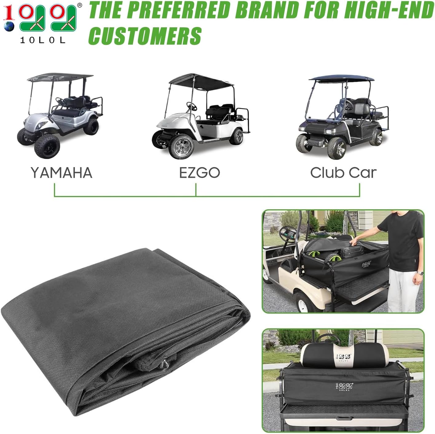 10L0L 4-Passenger Golf Cart Storage Bag,Cargo Bag with Zipper,Strong Buckle,Expand Space for Yamaha,Club Car, EZGO Back Seat Storage