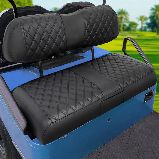 iLSKW Golf Cart Seat Covers Leather for Club Car DS OEM Front Seat Cover Set with Diamond Stripe PVC Leathur with Black Stitching Breathable Washable Anti-Chipping/Anti-Fading/No Stapler