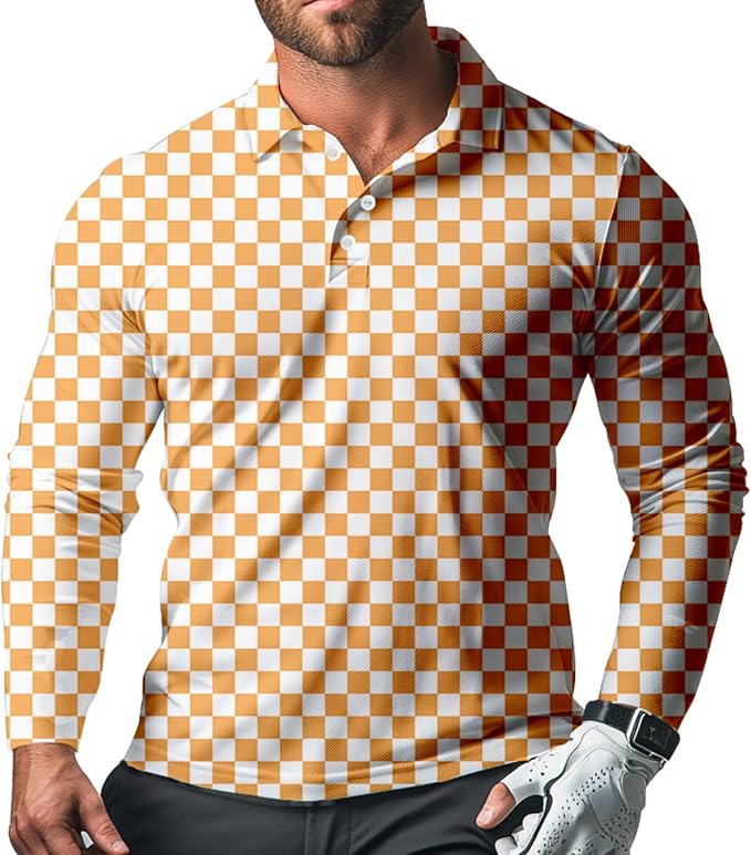 Men's Long Sleeve Golf Shirt Quick Dry 3 Button Work Fishing Outdoor Casual by SQPO