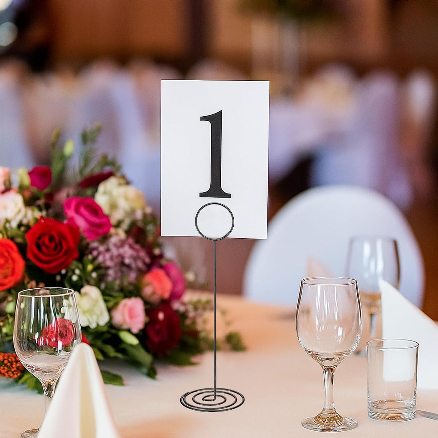 24Pcs 8.86in Wire Photo Holder Black Table Number Holder, Place Card Holders, Menu Memo Note Card Small Table Number Stands Picture Holders for Center Decoration Wedding Reception Party Birthday