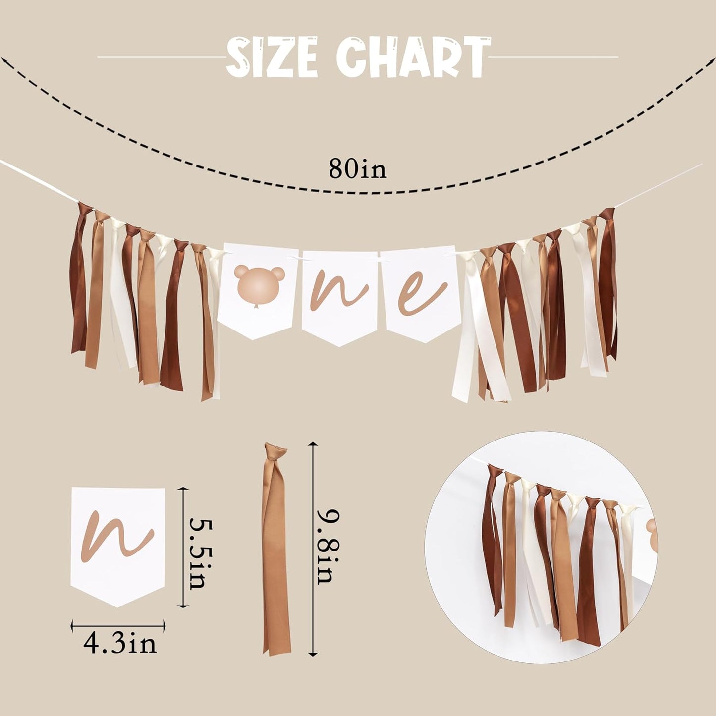 1 Year Old Birthday Banner - Baby Bear First Birthday High Chair Banner,Brown First Birthday Party Decorations,Bear First Birthday Party Supplies,Photo Prop for Baby (Bear theme banner brown)