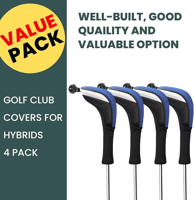 FINGER TEN Golf Club Head Covers Woods Hybrids 1/2/3/4 Pack, Headcovers Men - Image 2