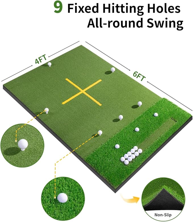 5.2x4ft & 6x4ft 21mm-45mm Dual-Turf Golf Mat - Image 4