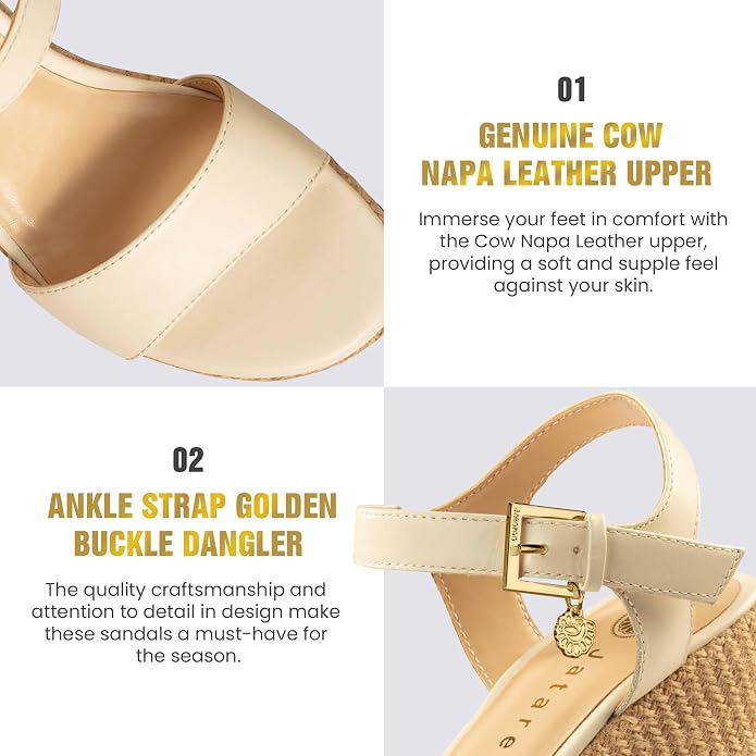 JATAREA Leather Wedge Sandals for Women | Women's Sandals Perfect for Summer - Image 4