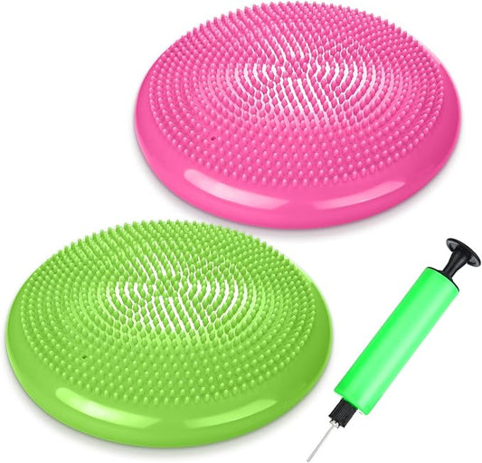 2 Pcs Wiggle Seat Inflated Wobble Cushion Flexible Balance Disc by Silipull